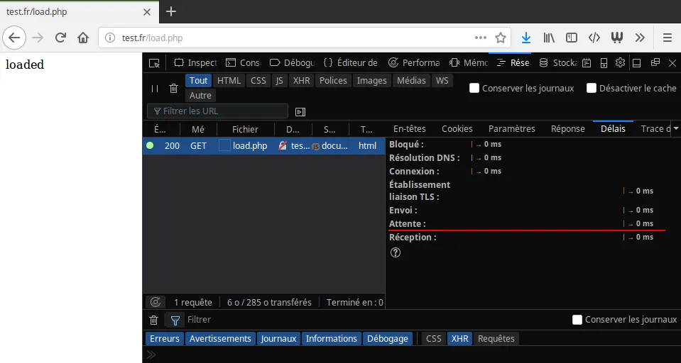 Affichage de test.fr/load.php sans mise en cache