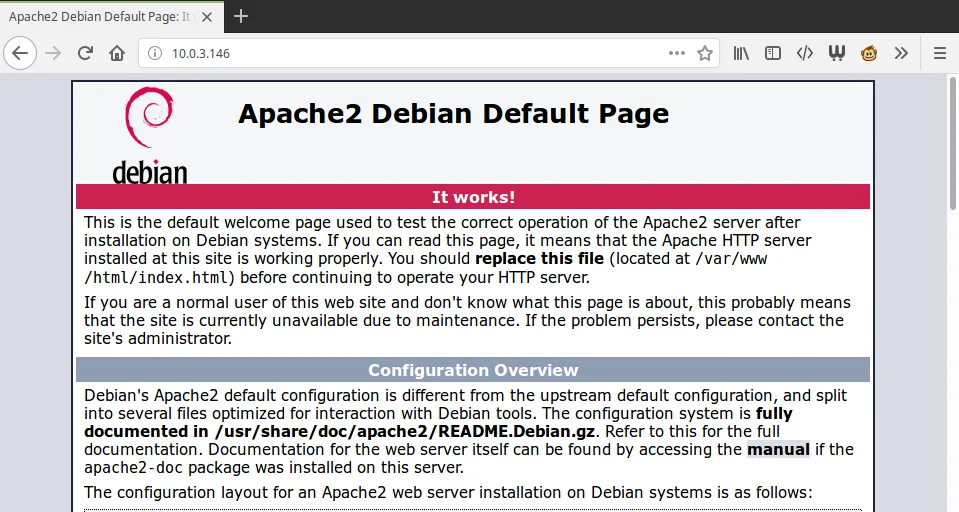 Page par défaut d'Apache