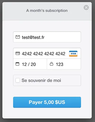 Formulaire de paiement de Stripe